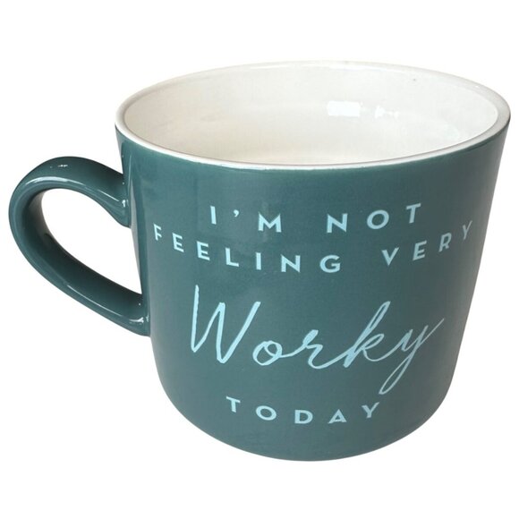 Opalhouse "I'm Not Feeling Very Worky Today" Teal Blue 16 oz. Stoneware Mug - Picture 2 of 10